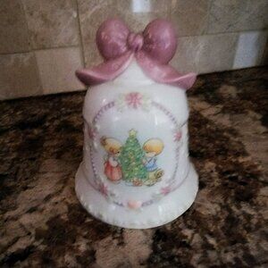 Vintage Enesco Precious Moments Porcelain Christmas Bell-1997